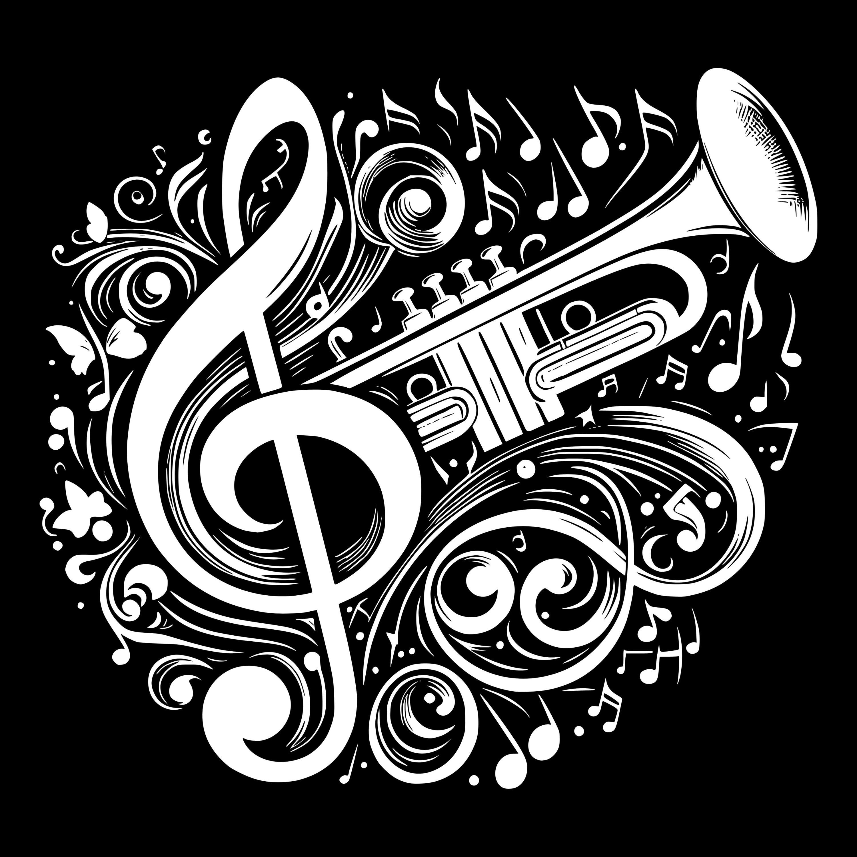 Trumpet Art Svg Dxf Png Instant Digital Download, Outline Silhouette ...