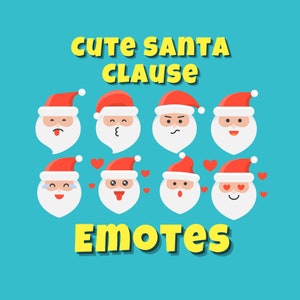 Zabawne emotikony Świętego Mikołaja | Twitch | Discord | Streaming | YouTube | Uroczy pakiet emotikonów | Pliki do pobrania PNG | Emotki dla streamerów i graczy