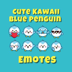 Kawaii Penguin Emotes | Twitch | Discord | Streaming | YouTube | Cute Emoji Pack | Cartoon PNG Download File | Emotes dla Streamerów i Graczy