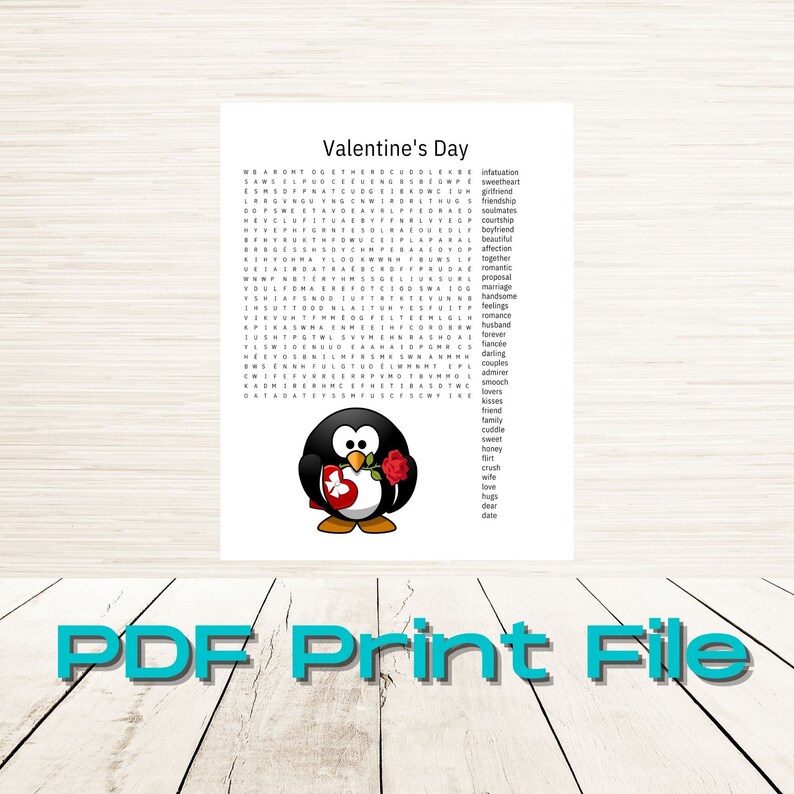 Valentine's Day Word Search Printable Download | PDF Instant Digital ...