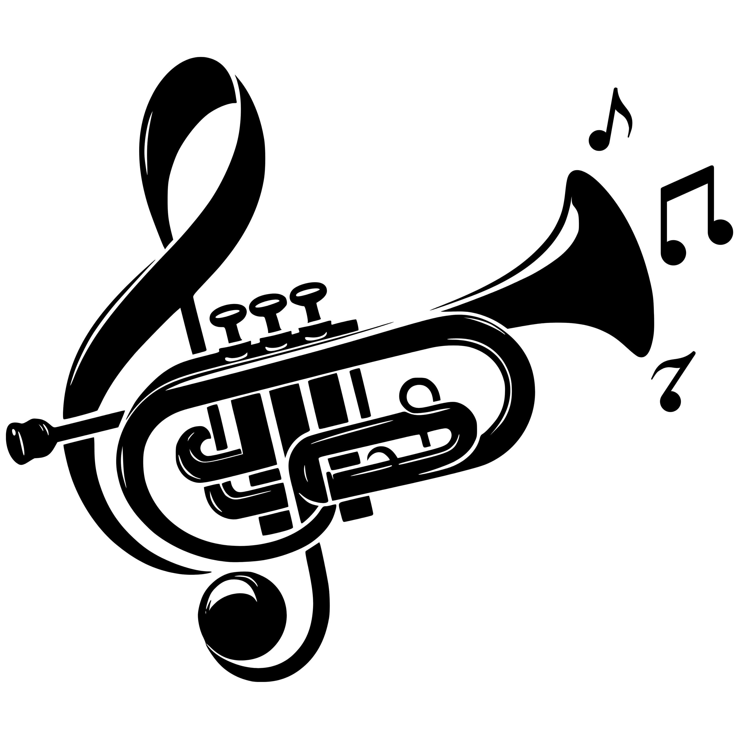 Trumpet Art Svg Dxf Png Instant Digital Download, Outline