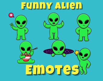 Funny Alien Emotes | Twitch | Discord | Streaming | YouTube | Cute Emoji Emote Pack | PNG download files | Emotes for streamers and Gamers
