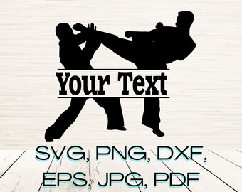 Split Monogram Martial Arts Kick Svg Dxf Png Eps Instant Digital Download, Name Text Space Vector, Home Bar Graphics, Customizable Lettering