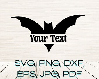 Split Monogram Flying Bat Art Svg Dxf Png Eps Instant Digitale Download, Naam Tekstruimte Vector, Home Bar Graphics, Aanpasbare letters