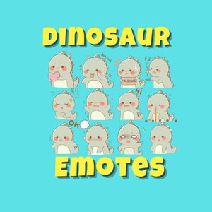 Émotes de dinosaures | Secousse | Discorde | Streaming | Youtube | Pack d'émoticônes Emoji mignon | Télécharger des fichiers PNG | Emotes pour les streamers et les joueurs