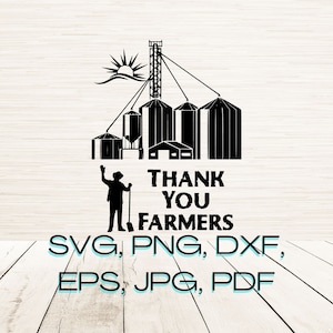 Bedankt boeren Art Svg Dxf Eps Png Instant Digitale Download | Silhouet Clipart-vector | Lasergravure gesneden bestand | Cricut | Gloedforge