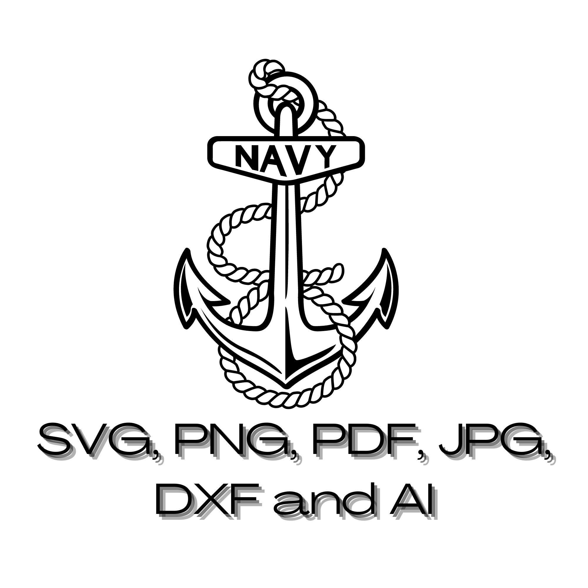 Navy Anchor Svg Dxf Png AI Instant Digital Download Laser
