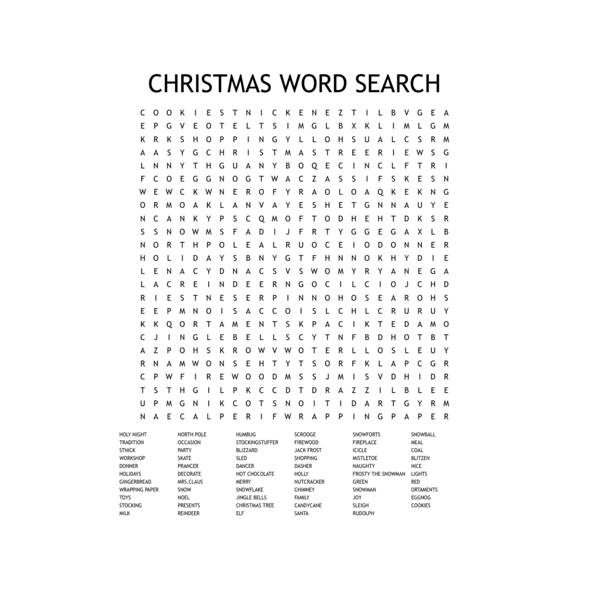 Christmas Word Search Printable Download PDF Instant Digital Download Christmas Party Game Kid s