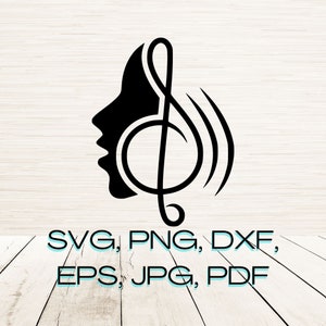 Musikalische Aufkleber Kunst SVG Dxf Png Eps Sofortiger digitaler Download | Umriss Silhouette Clipart Lasergravur | Sublimation | Cricut | Glühschmiede
