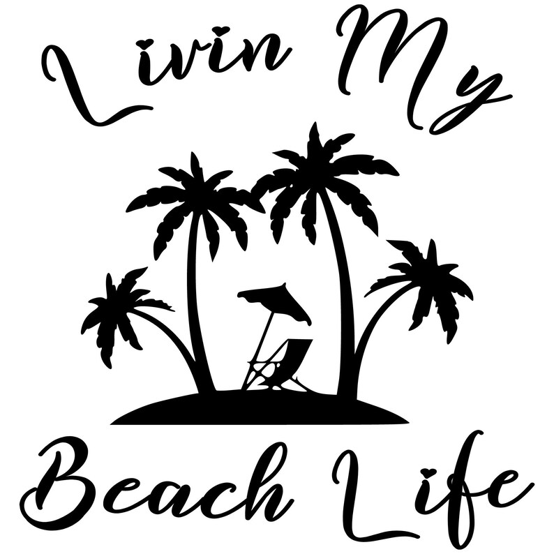 Beach Palm Trees With a Beach Chair Scene Design Svg Dxf AI - Etsy