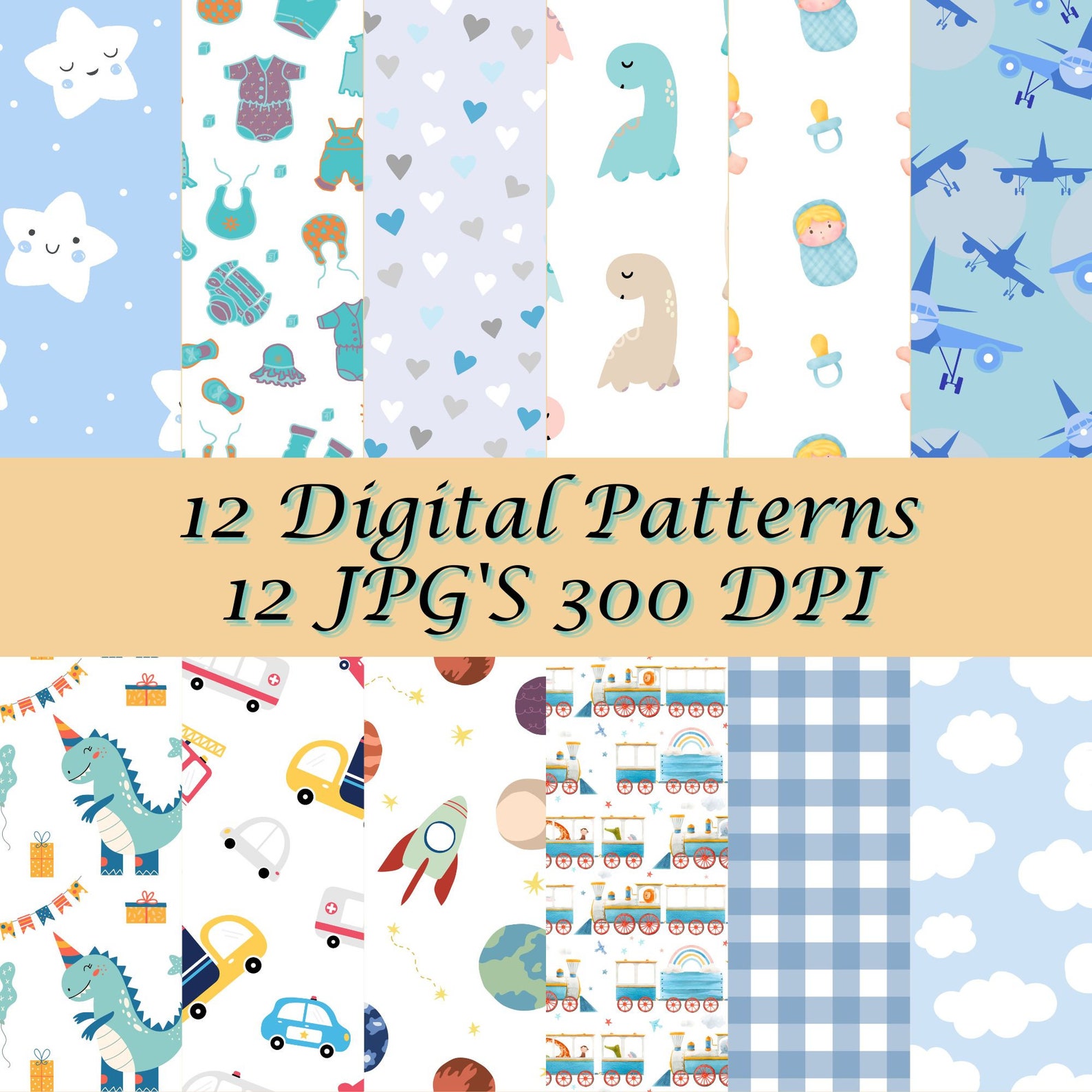 Baby Boy Digital Paper Designs | Digital Backgrounds | Scrapbook Paper ...