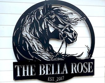Horse Farm & Ranch Personalized Metal Sign, Horse Entry Gate, Custom Sign