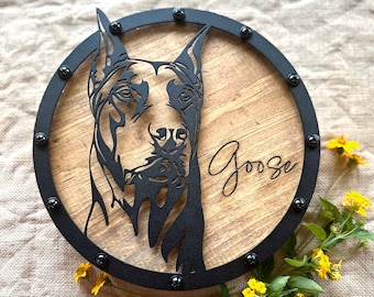 Custom Dog Pet Portrait, Metal & Wood Sign, Gift for Men and Women, Dimensional Wall Plaque, Personalized Dog Art