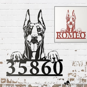 Doberman Metal Custom Name Art, House Number Sign, Personalized