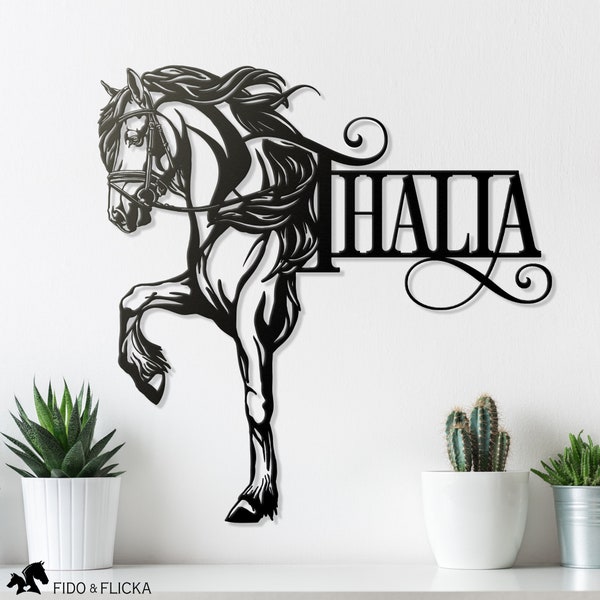 Friesian Horse Personalized Metal Wall Sign, Friesian Gifts, Horse Art