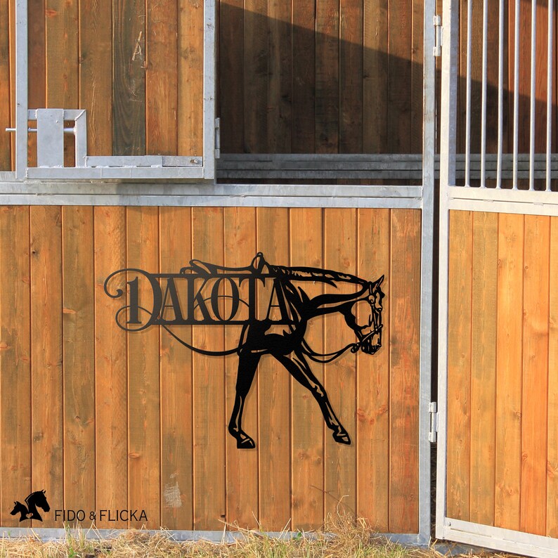 western pleasure horse personalized stall name plate with horse's name