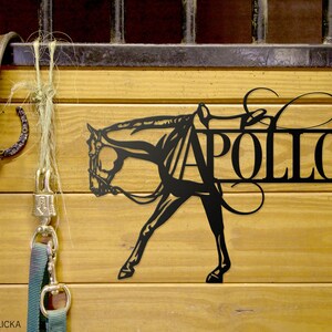 personalized metal western pleasure horse stall name plate in barn