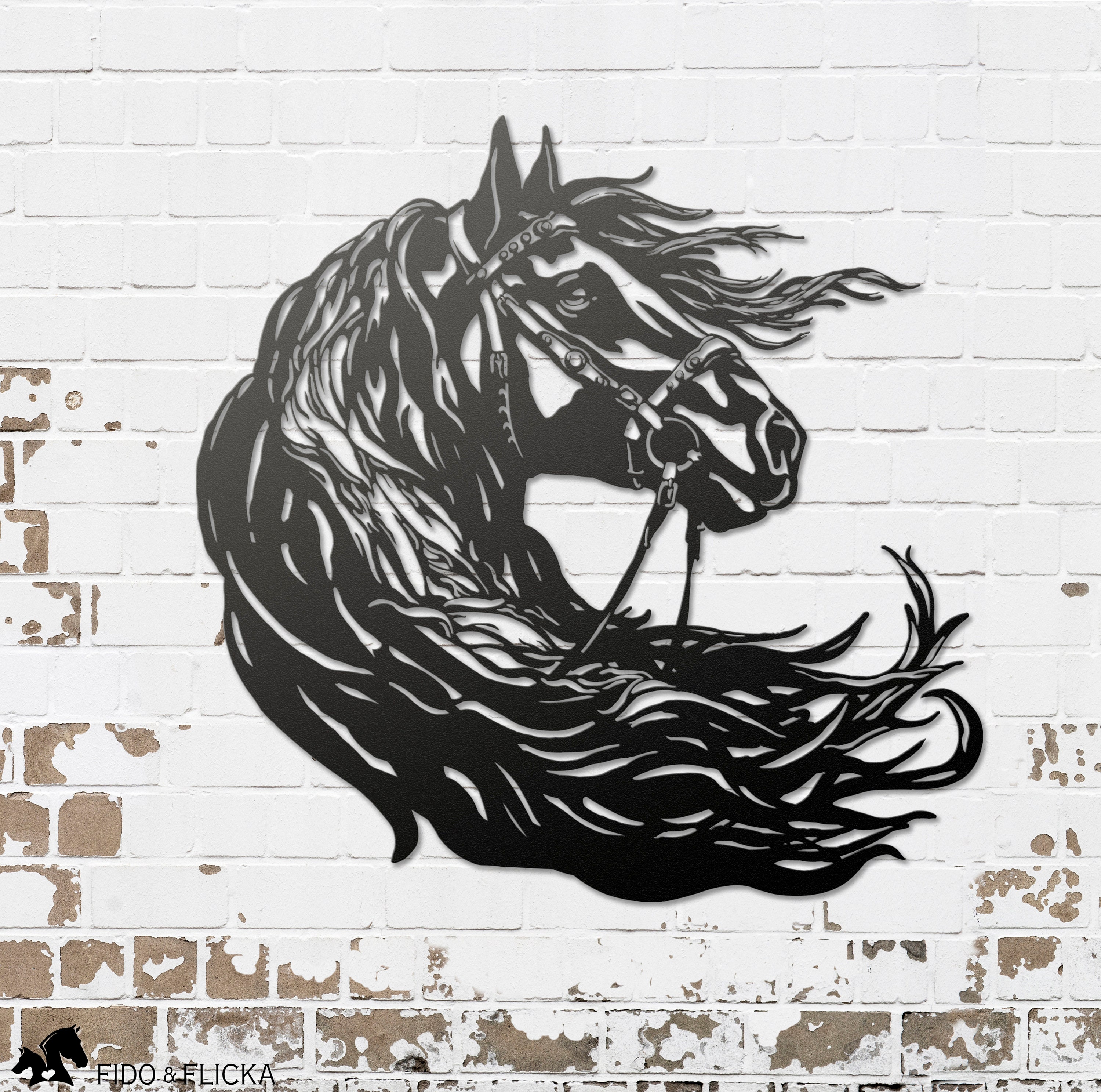 Metal Horse Wall Art, Flowing Mane, Wall Decor, Gift for Horse Lovers
