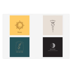 Greek God stickers -- Helios, Hermes, Demeter, Selene