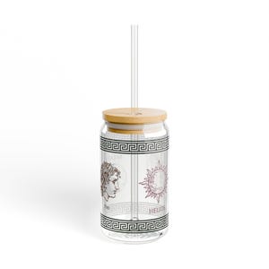 Mythology Greek God & Goddess Sipper Glass, 16oz - Selene, Pan, Helios, Demeter, Tumbler for Drinkware, Celestial Home Decor, Gift for