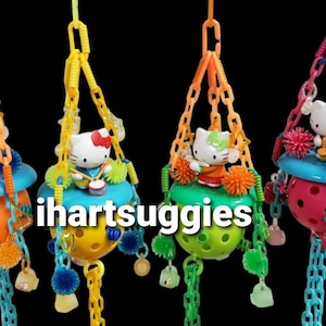 Sugar Glider Foraging Baseball Toy | Happy Kitty Musical Instrument comes with Fleece Strips, Mini Cups and 2 Pulley Systems