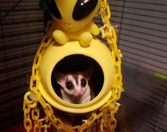 Small Exotic Sugar Glider Big Trash Bin Toy! Perfect Small Exotics or Sugar glider hang and hideout! Rat Marmoset Ferret Flying Squirrel Toy