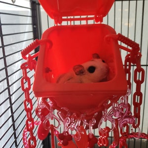 Small Exotic Sugar Glider Trash Bin Toys - The official Sugar Glider hang out! Multi Pulley System Hideout and Foraging Toy all in one!