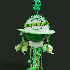 Glowing Green Space Station Sugar Glider Toy or Nesting Sleeper | Hideaway with Foraging Cubes