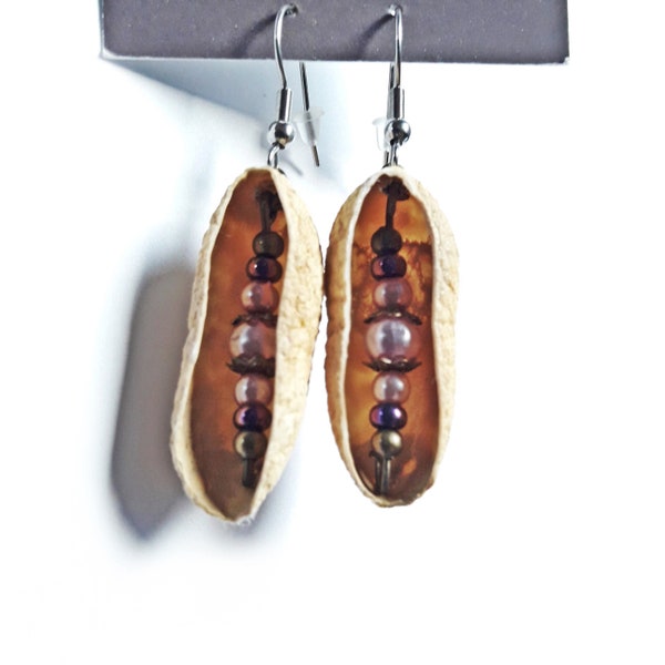 Extravagant earrings for women, Nuts inspired dangles, casual jewelry for daily wear