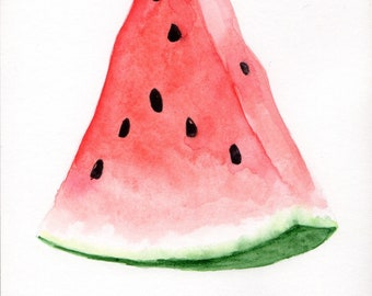 Fruta acuarela, arte imprimible, impresión de arte de descarga digital, pintado a mano, decoración pared, sandia