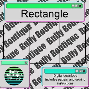 ACTUALIZADO* Patrón de chaleco/capa para perro con forma de rectángulo redondeado e instrucciones de costura.