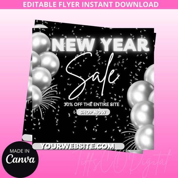 DIY Flyer, Boutique DIY, New Year  Sale Flyer, New Year  Flyer, Sale, Hair Flyer, Canva Flyer DIY, New Year  Boutique Flyer