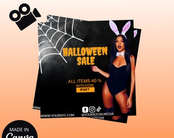 DIY Flyer, Boutique DIY, Halloween Sale Flyer, Halloween Flyer, Spooky Sale, Hair Flyer, Canva Flyer DIY, Halloween Boutique Flyer