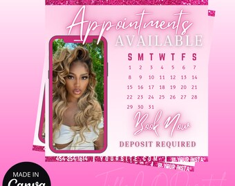 DIY Flyer, Boutique DIY, Booking Flyer, New Year  Flyer, Sale, Hair Flyer, Canva Flyer DIY, New Year  Boutique Flyer Valentines