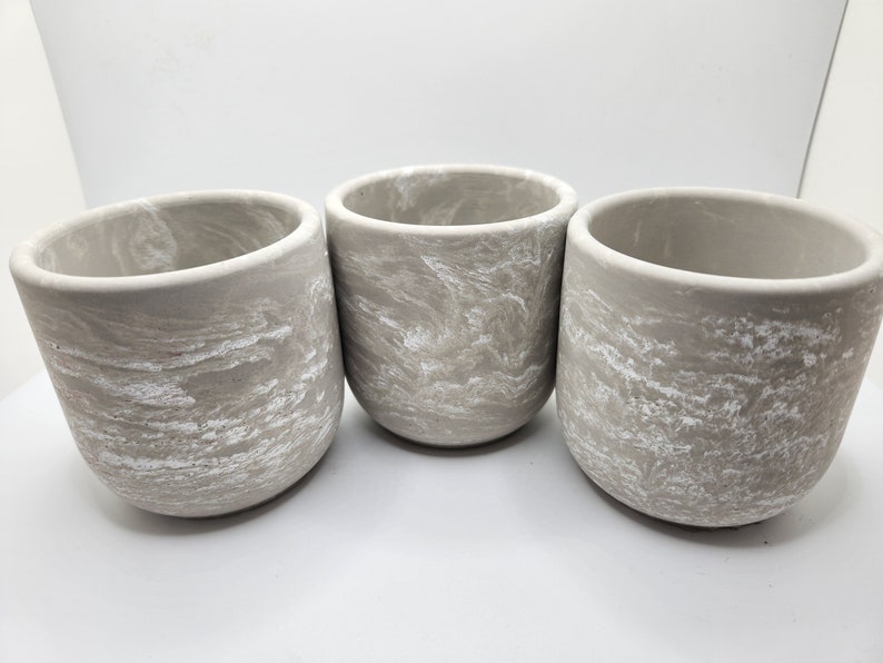 6 Concrete Candle Vessels White Marble Etsy
