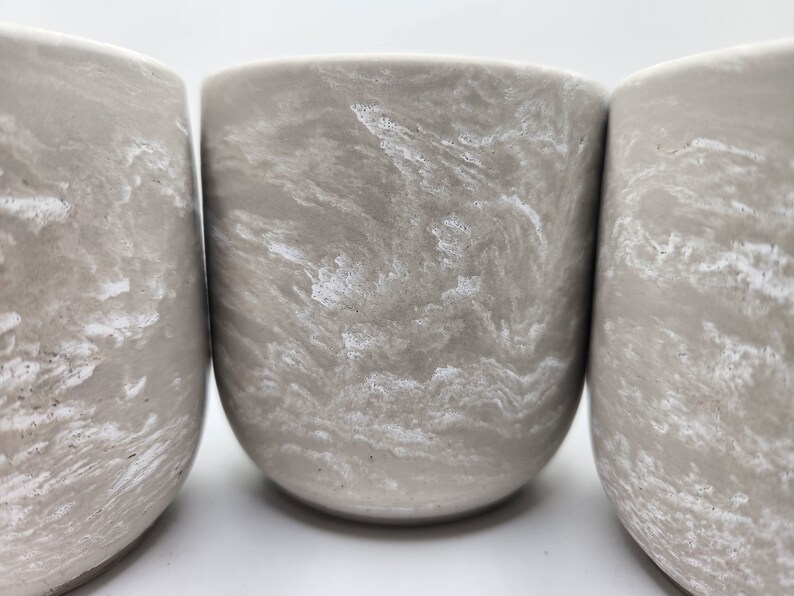 6 Concrete Candle Vessels White Marble Etsy