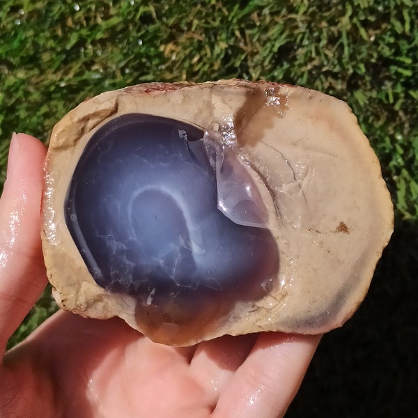 Dark Blue and Purple Chalcedony Agate, Chalcedony with Agate, Polished Turkish Agate, Türkei Achat, Mineral Specimen, Metaphysical Crystal.