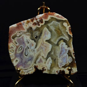 Pink and Purple Flower and Crystal Geode Agate, Pink Banded Agate, Polished Turkish Agate Slab, Slice Gemstone, Home Decor Stone Slab.