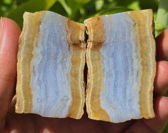 Unique 3D Blue and White Banded Turkish Chalcedony, Metaphysical Crystals, Polished Chalcedony Gemstones, Raw and Rough Mineral Specimen.