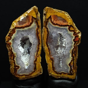 Red Banded and Purple Amethyst Crystal Geode Agate, Yellow Moss Agate, Tokat Turkish Agate, Metaphysical Crystal Polished. Mineral Specimen