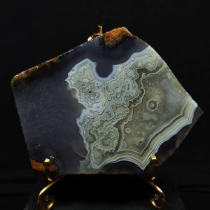 Blue Lace Banded and Crystal Agate Slab, White Agate Slice, Polished Turkish Agate Slab, Agate Slab, Slice Gemstone, Home Decor Stone Slab.
