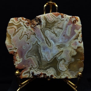 Pink and Purple Flower and Crystal Geode Agate, Pink Banded Agate, Polished Turkish Agate Slab, Slice Gemstone, Home Decor Stone Slab.