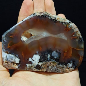 Turkish Red Banded and Iris Agate, Crystal Banded Agate, Polished Turkish Agate Slab, Slice Gemstone, Home Decor Stone Slab.