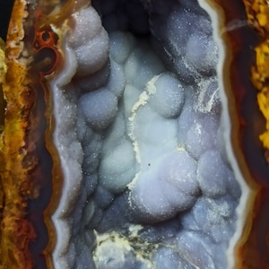 Blue and Purple Botryoidal Druzy Geode and Red and Yellow Banded Agate, Tokat Turkish Agate, Metaphysical Crystal Polished. Mineral Specimen