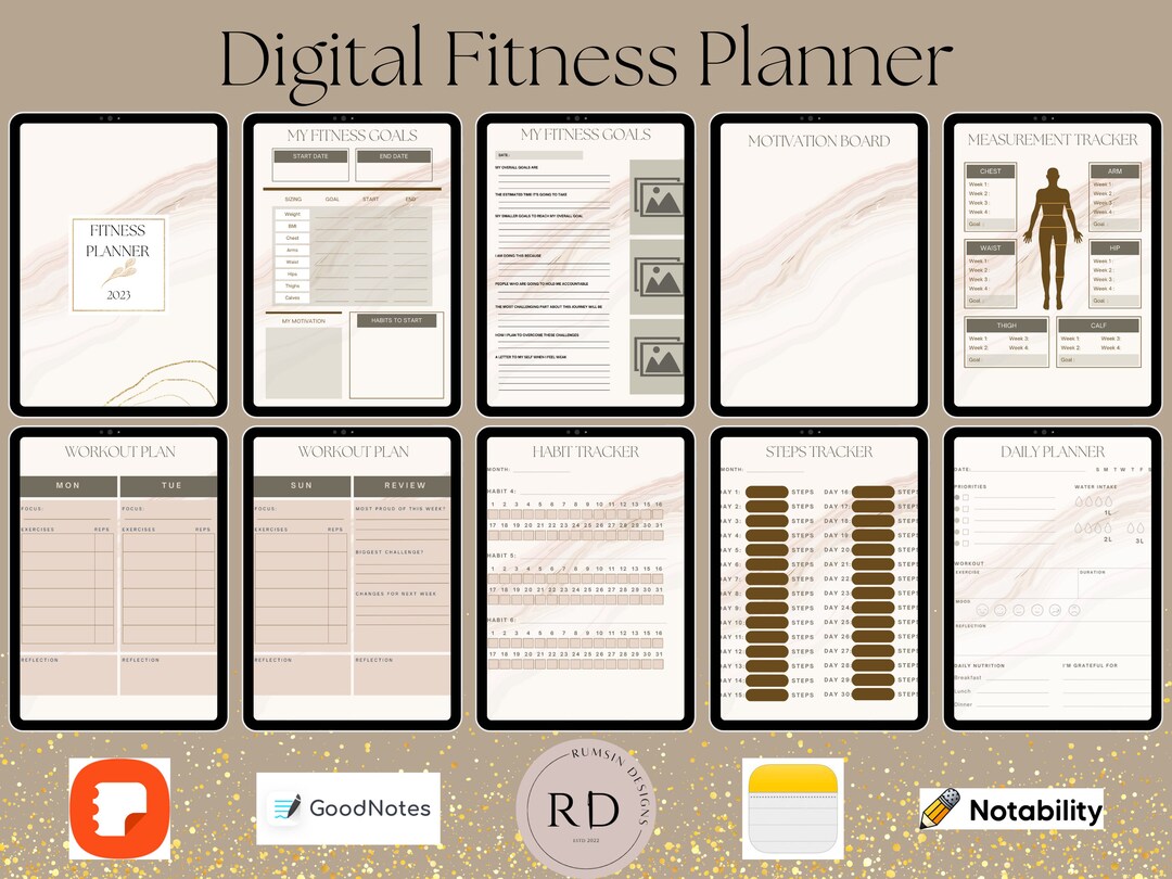 Digital Fitness Planner 2023 Fitness Journal Health and Etsy