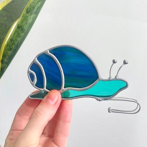 Stained Glass Snail Plant Pot Hugger, Garden Snail Stained Glass Plant Accessories image 7