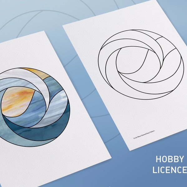 HOBBY LICENCE, Beach Wave Stained Glass PATTERN, Stained Glass Surf Window Hanging, Digital Download