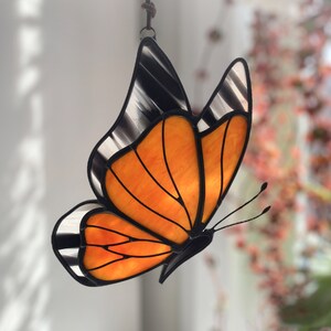 Monarch Butterfly Stained Glass Suncatcher, Butterfly Stained Glass Window Hangings, Custom Stained Glass Decor