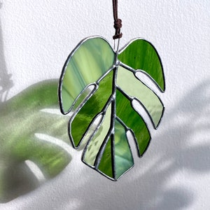 Variegated Monstera Stained Glass Window Hangings Mothers Day Gifts Monstera Albo Stained Glass Plant Botanical Art