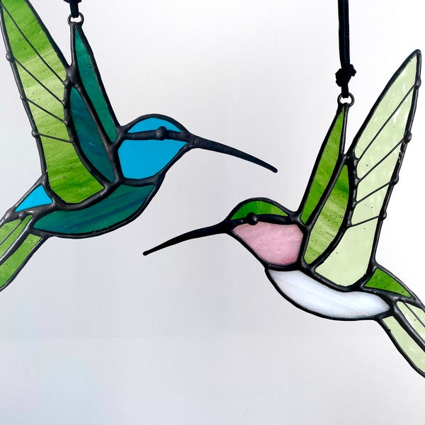 Hummingbird Stained Glass Bird Suncatcher Mothers Day Gifts Custom Stained Glass Window Hangings Hummingbird Gifts